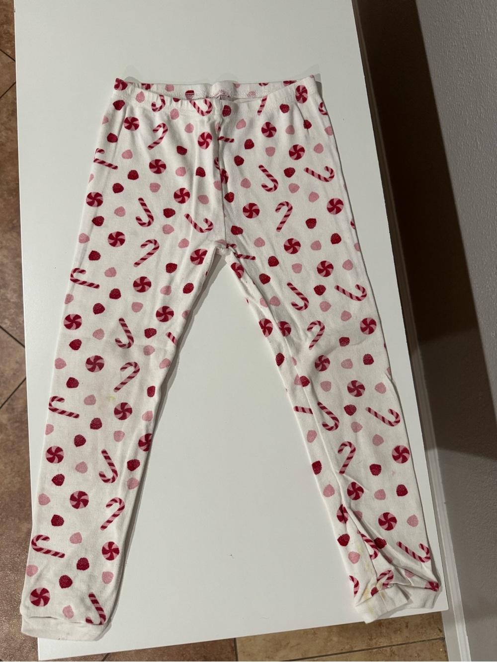 Carter's White Leggings with Red and Pink Candy Cane Print